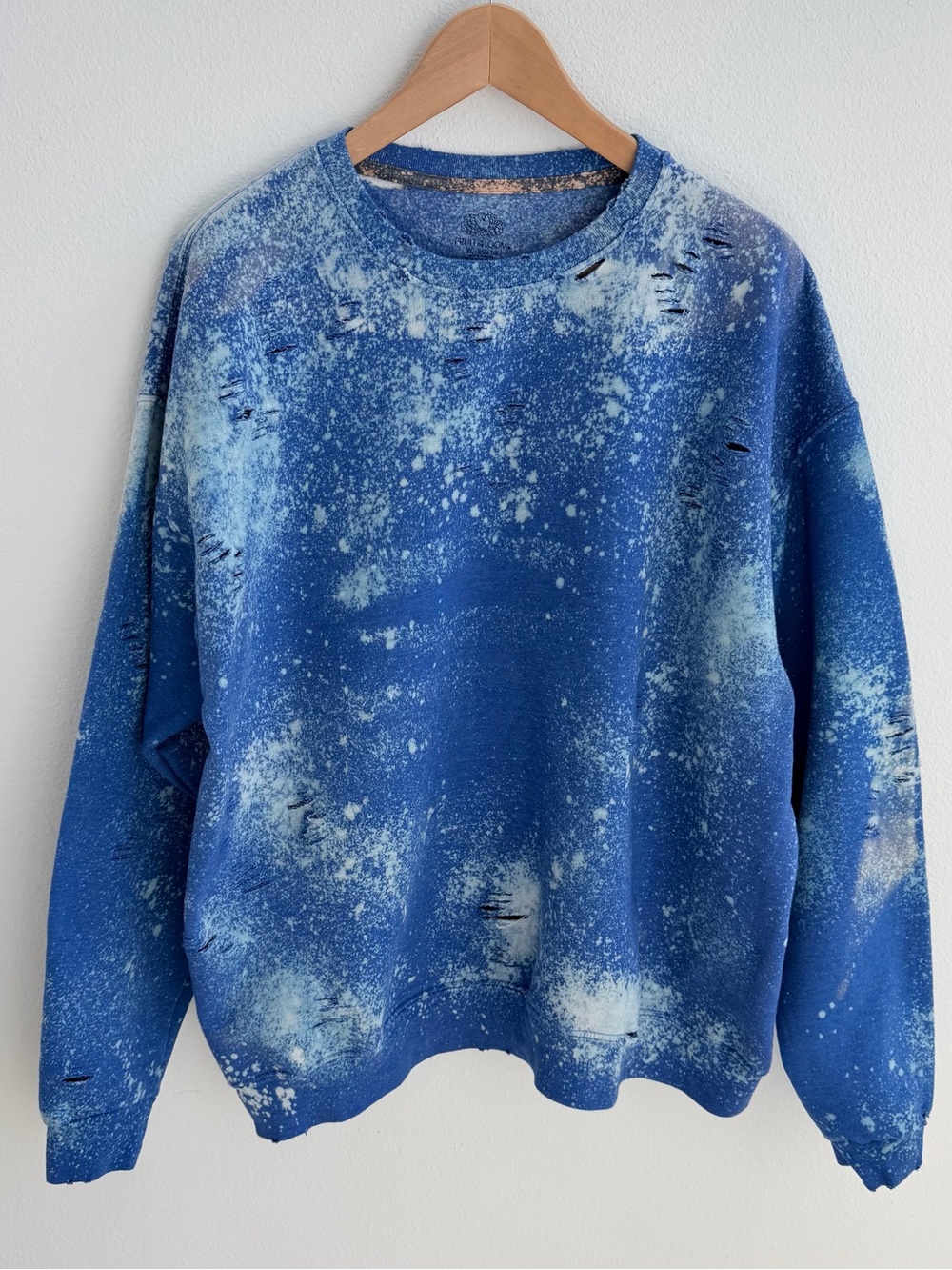 Blue Distressed Crewneck Sweater